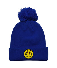 BOLT SMILEY POM POM RIB BEANIE