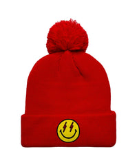 BOLT SMILEY POM POM RIB BEANIE