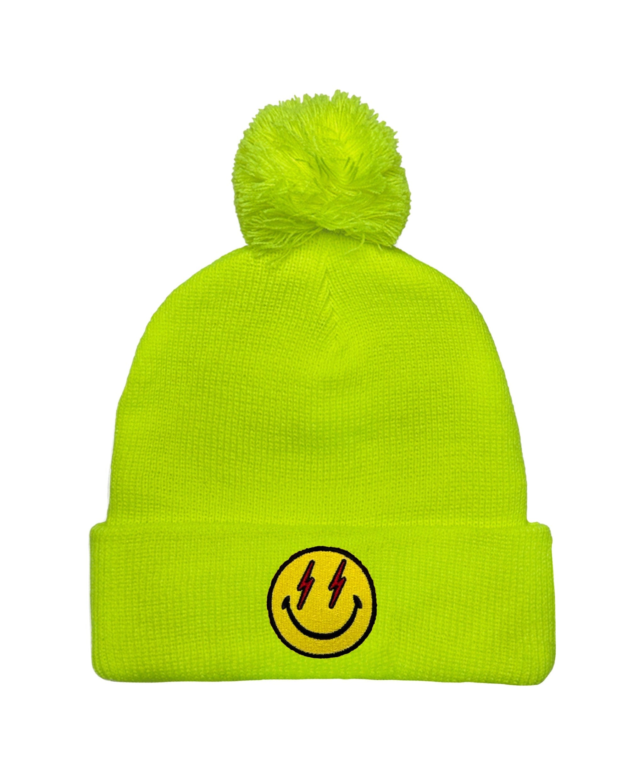 BOLT SMILEY POM POM RIB BEANIE