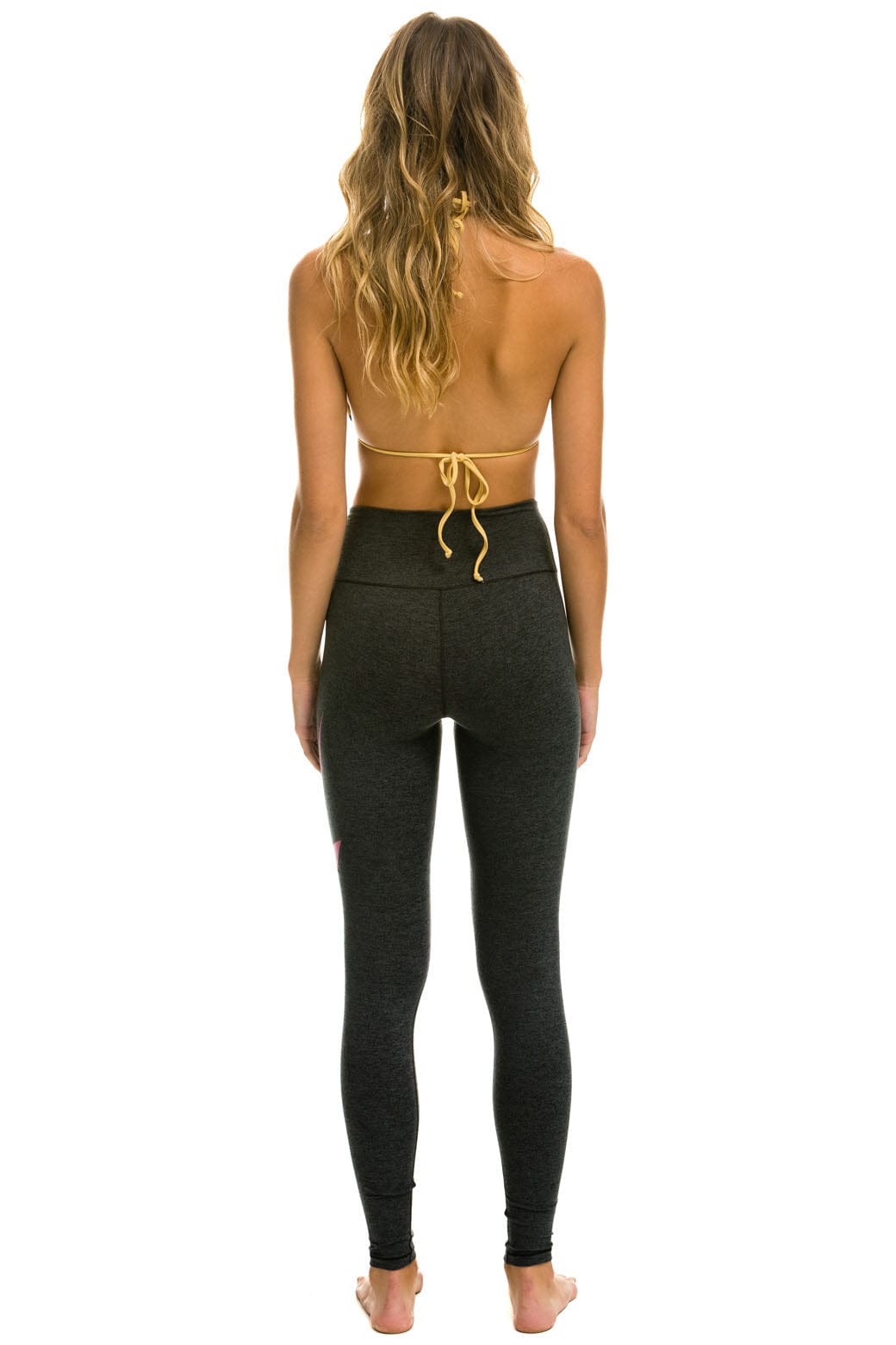 FULL LENGTH HI-RISE BOLT LEGGINGS - CHARCOAL // NEON PINK
