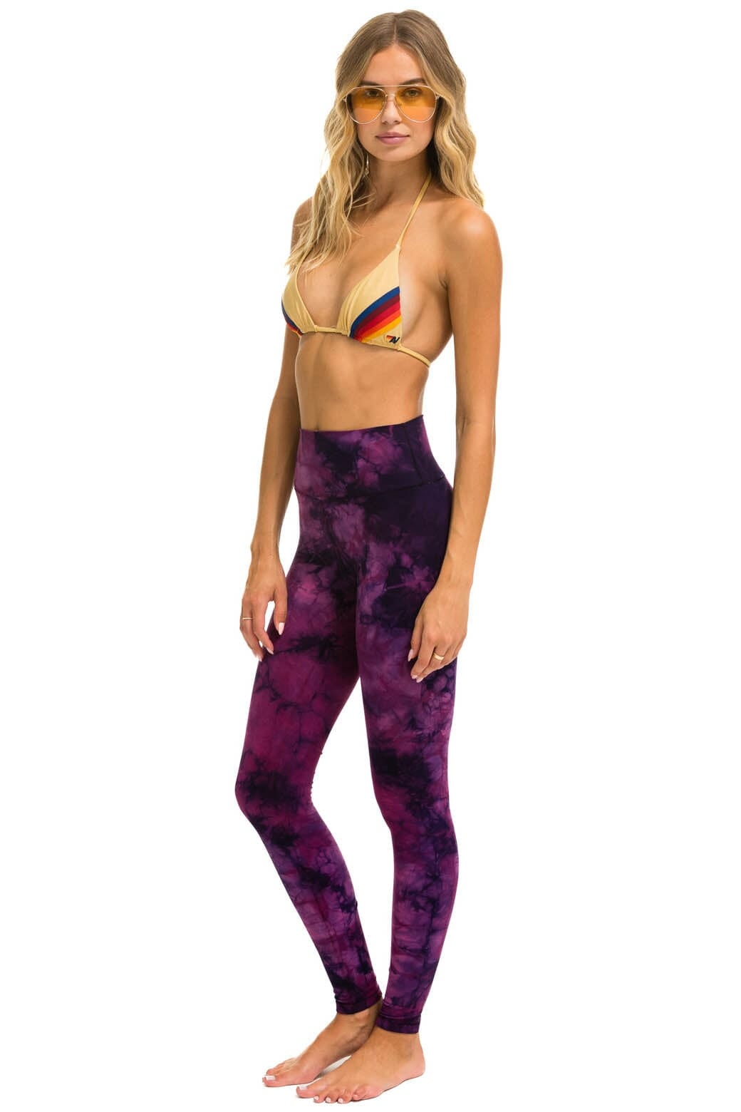 HAND DYED FULL LENGTH HI-RISE LEGGINGS - TIE DYE CRYSTAL ROSE