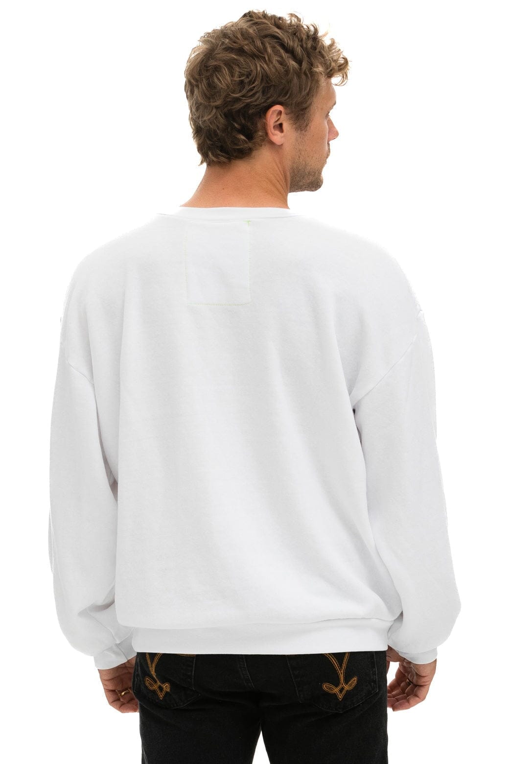 CROSS STRIPE STARS RELAXED CREW SWEATSHIRT - WHITE // USA