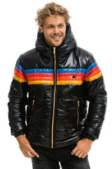 4 STRIPE LUXE TREKKER JACKET - GLOSSY BLACK
