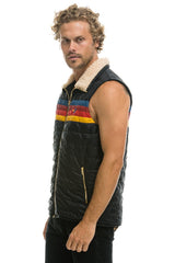 MEN'S 4 STRIPE VEST SHERPA - BLACK