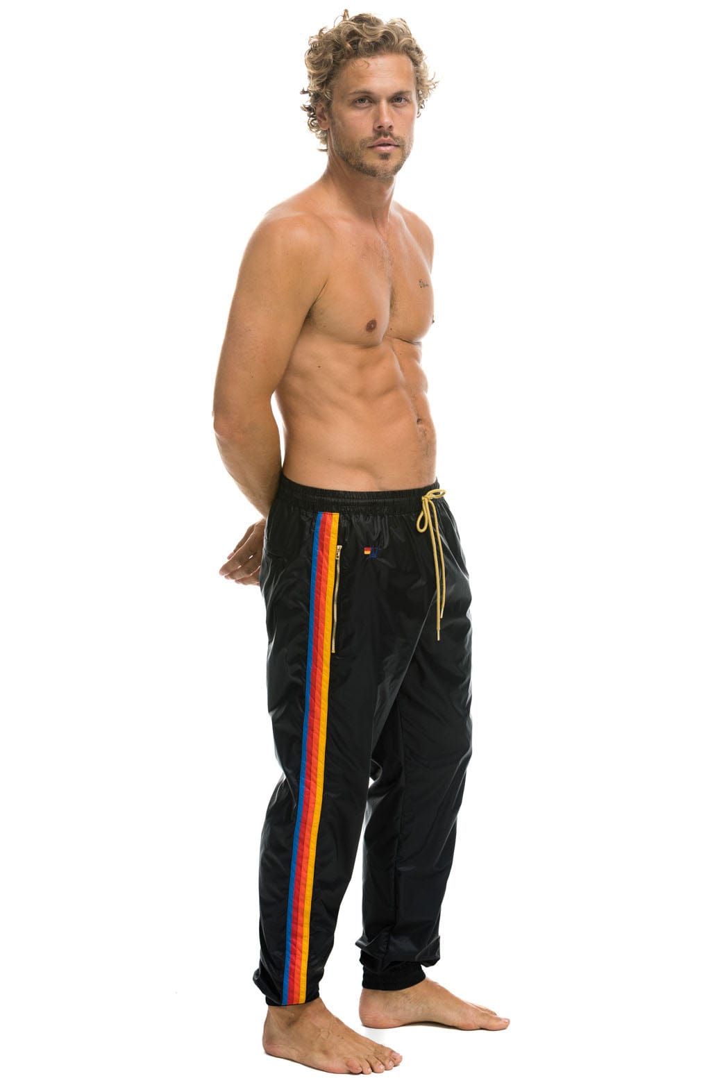 MEN'S 4 STRIPE WIND PANT - BLACK