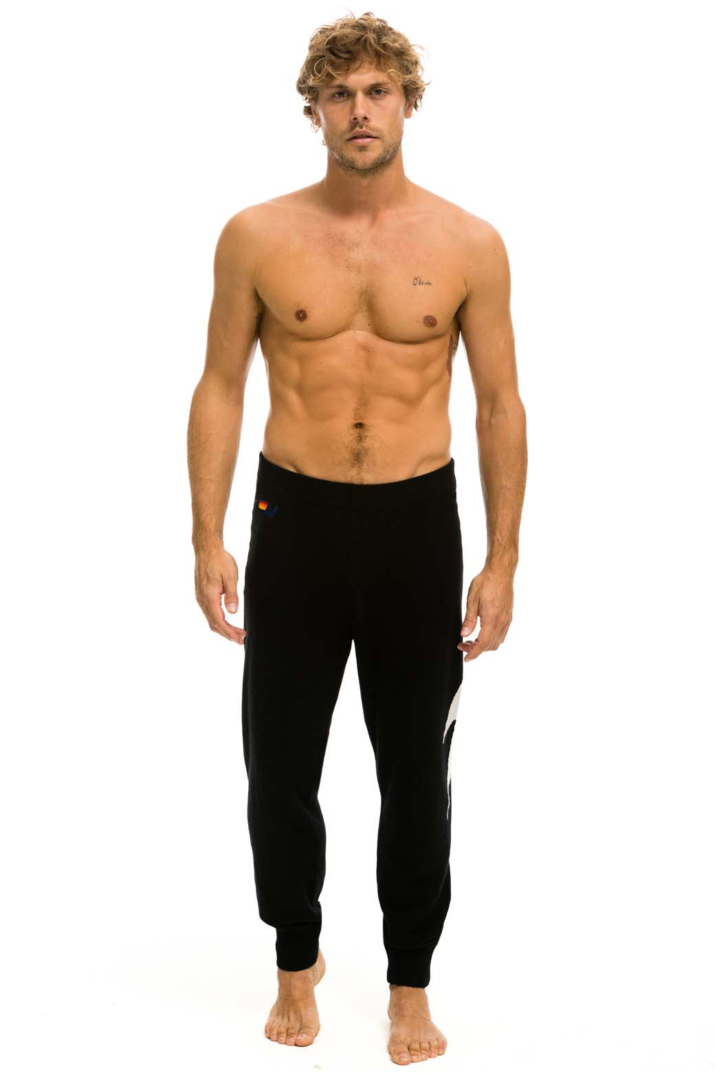 MEN'S BOLT CASHMERE LIGHT SWEATER PANT	- BLACK // WHITE BOLT