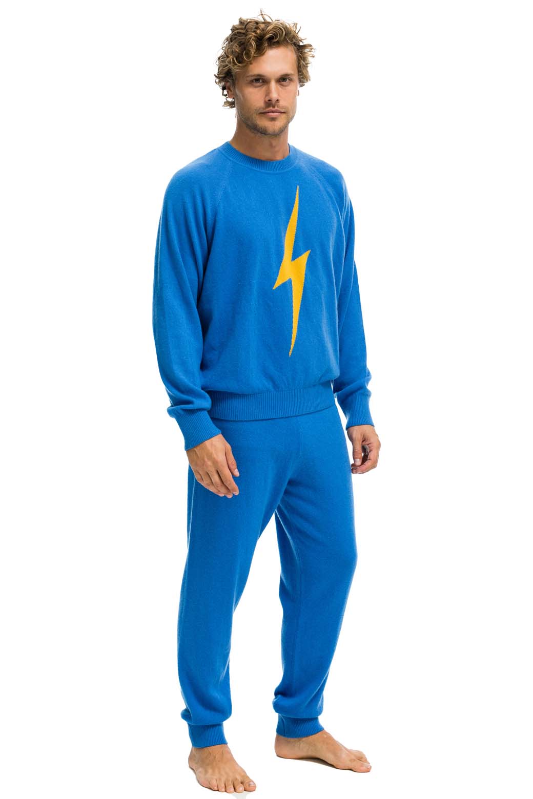 MEN'S BOLT CASHMERE LIGHT SWEATER PANT	- VINTAGE BLUE // GOLD BOLT