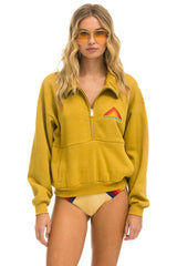 MOUNTAIN EMBROIDERY HALF ZIP SWEATSHIRT - KHAKI