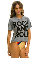 ROCK AND ROLL BOYFRIEND TEE - HEATHER GREY