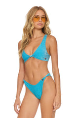 SPARKLE RIVIERA KNOT FRONT TOP BIKINI TOP - SKY