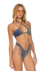 SPARKLE ST TROPEZ SCRUNCH CHEEKY BIKINI BOTTOMS - NAVY