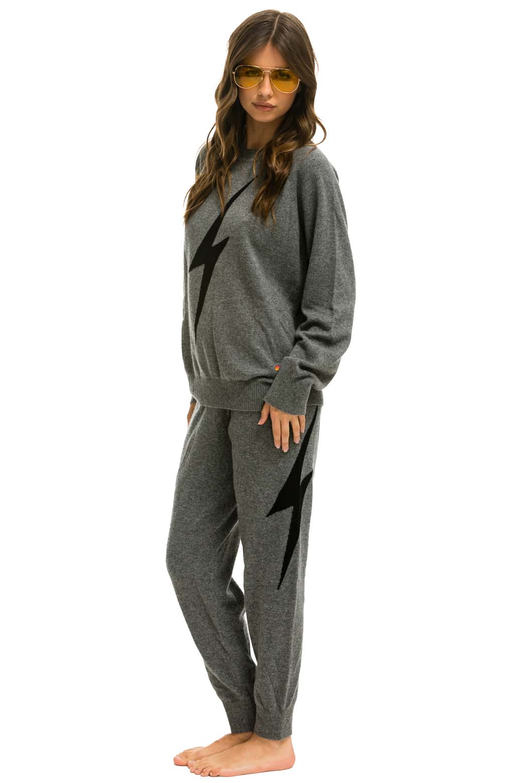UNISEX BOLT CASHMERE LIGHT SWEATER - DEEP HEATHER // BLACK BOLT