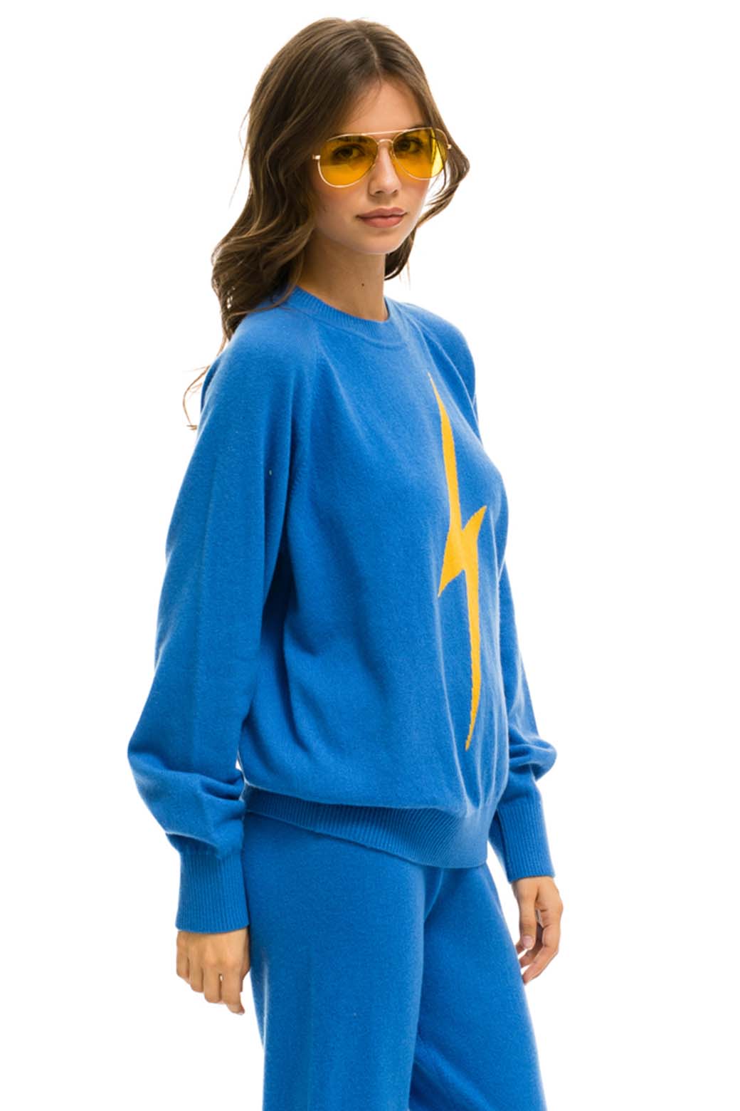 UNISEX BOLT CASHMERE LIGHT SWEATER - VINTAGE BLUE // BLUE BOLT