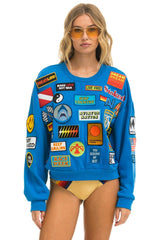 VINTAGE PATCH RELAXED CREW SWEATSHIRT - OCEAN