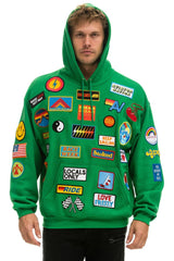 VINTAGE PATCH RELAXED PULLOVER HOODIE- KELLY GREEN