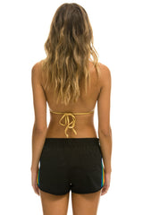 WOMEN'S 5 STRIPE FLEX BOARD SHORTS - BLACK // RAINBOW