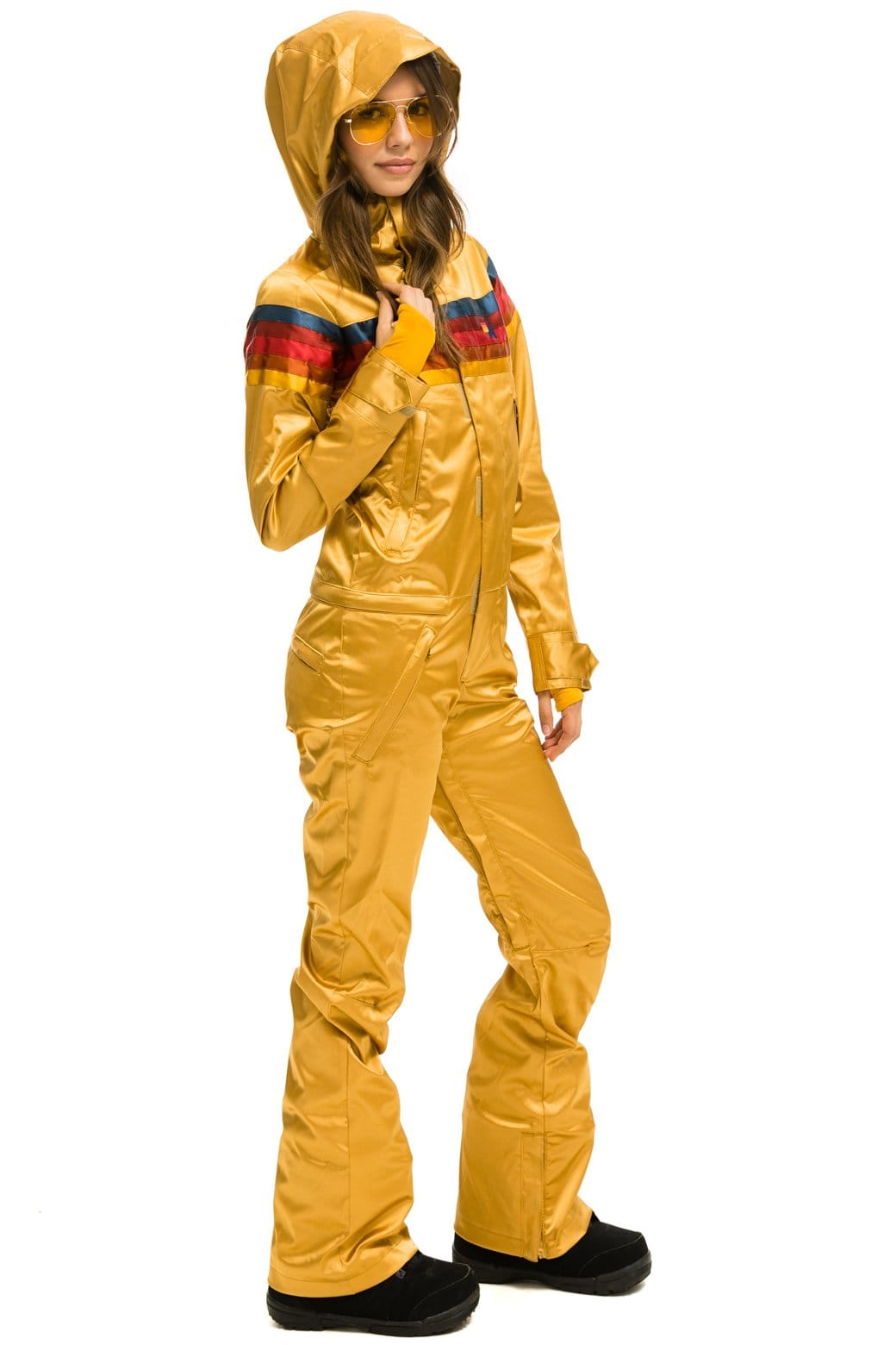WOMEN'S 5 STRIPE SATIN POWDER SUIT - CHAMPAGNE