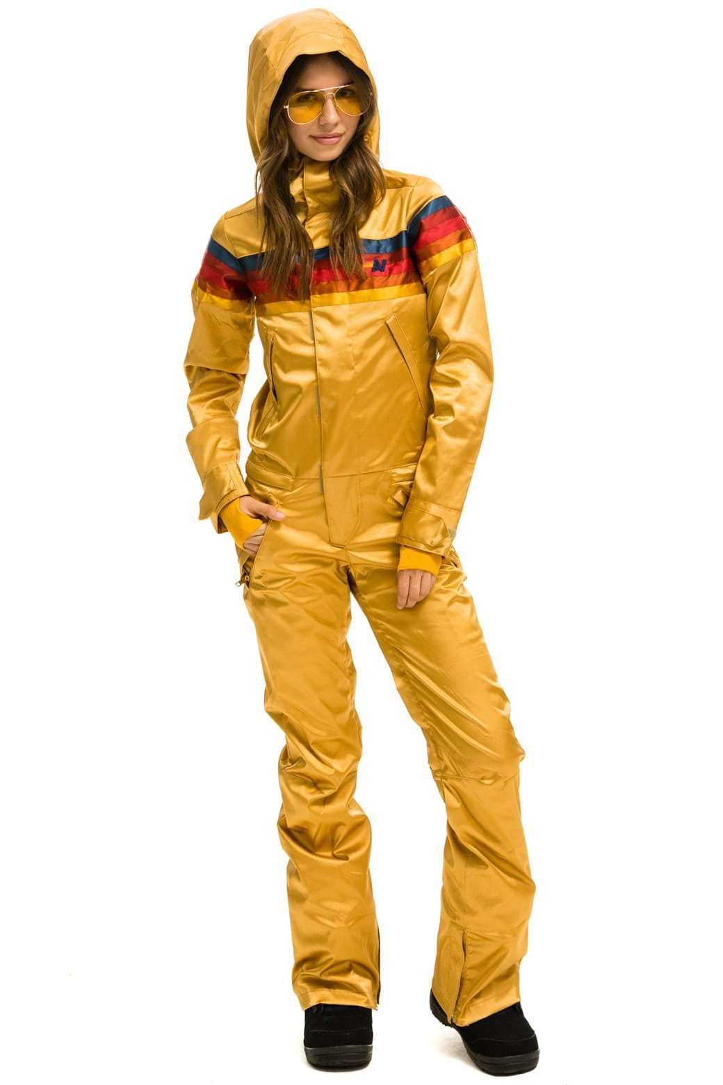 WOMEN'S 5 STRIPE SATIN POWDER SUIT - CHAMPAGNE