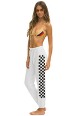 CHECK LEG SWEATPANTS - WHITE
