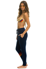 RAINBOW 4 STRIPE CASHMERE RELAXED FIT PANT - MIDNIGHT