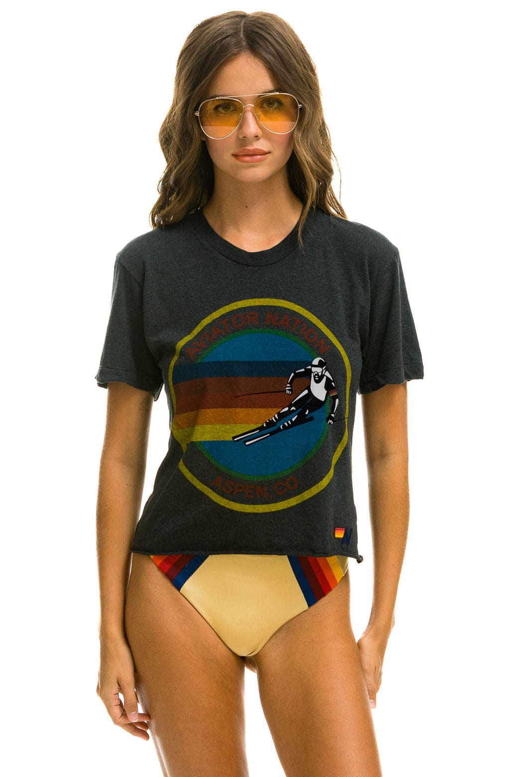 SIGNATURE ASPEN  BOYFRIEND TEE - CHARCOAL